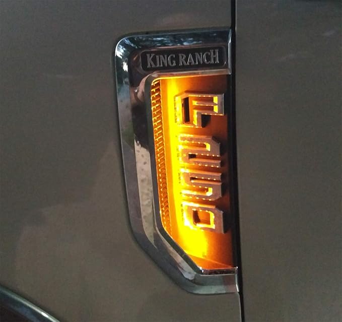 iJDMTOY Amber Yellow LED Background Illumination Kit Compatible with 2017-2021 Ford F250 F350 F450 Super Duty Side Fender Chrome Emblem