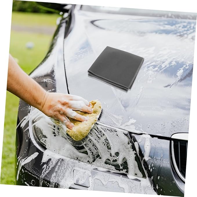 2pcs Grey Microfiber Car Wash Towels 30x30cm Double-Sided Plush Absorbent Cleaning Cloths for Vehicle Drying and Interior Care