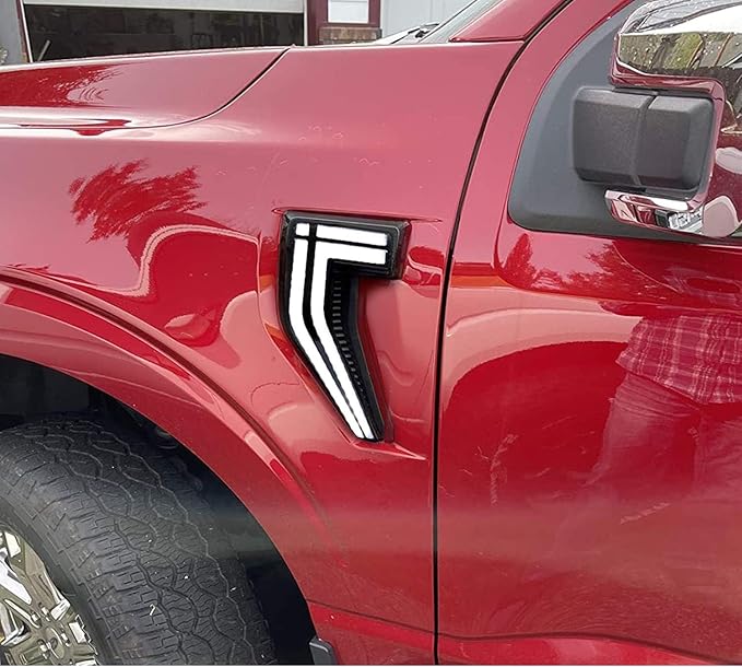 iJDMTOY Clear Lens White/Amber Full LED Illuminated Fender Side Marker Lights Compatible with 2021-up Gen14 Ford F-150 Truck (Excluding Raptor)
