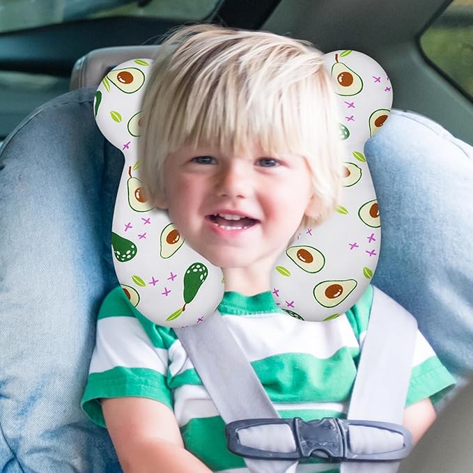Baby Travel Pillow, Upgrade U-Shape Infant Pillow for Car Seat Pushchair and Stroller, Soft Comfortable Sleep Cushion for Kids Newborn and Toddler -Avocado