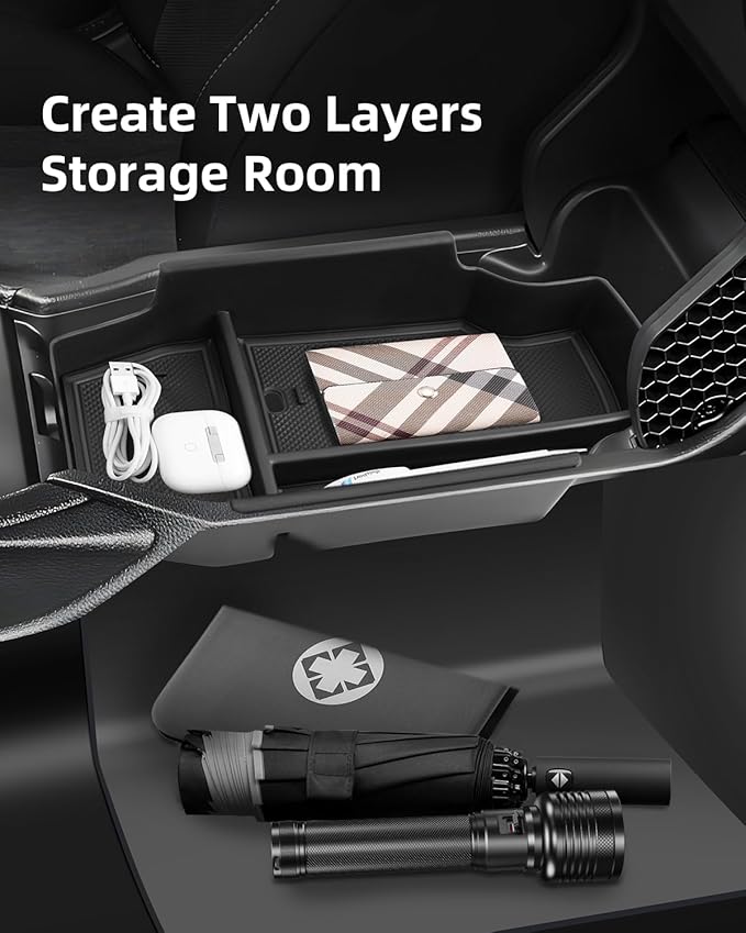 Armrest Organizer for 2026 2025-2023 Honda Accord, Center Console Organizer with Removable Rubber Mat, Center Console Tray Custom for Honda Accord Accessories, Black
