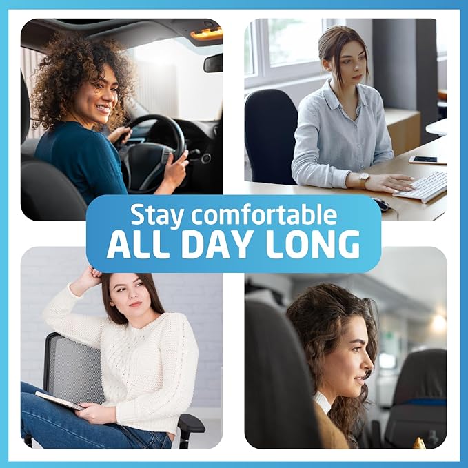 Lumbar & Neck Support Pillow Kit - Gray - Back & Neck Support Pillow for Car & Office Chair - Memory Foam Pillow - Ergonomic Pillow for Neck & Back Pain Relief