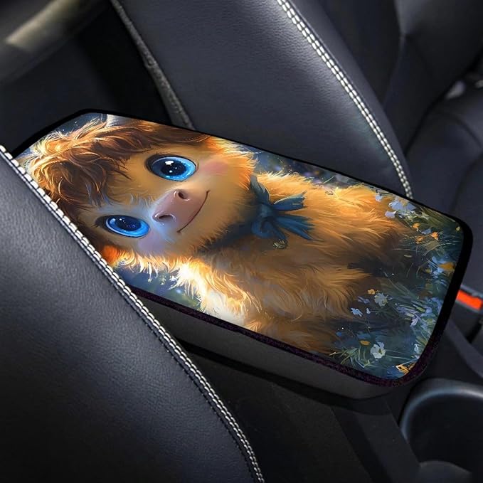 Dreaweet Center Console Cover Cute Highland Cow Car Accessories for Women Girly Universal Car Armrest Cover for Truck SUV Sedan,Soft Comfy Car Arm Rest Cover Pad