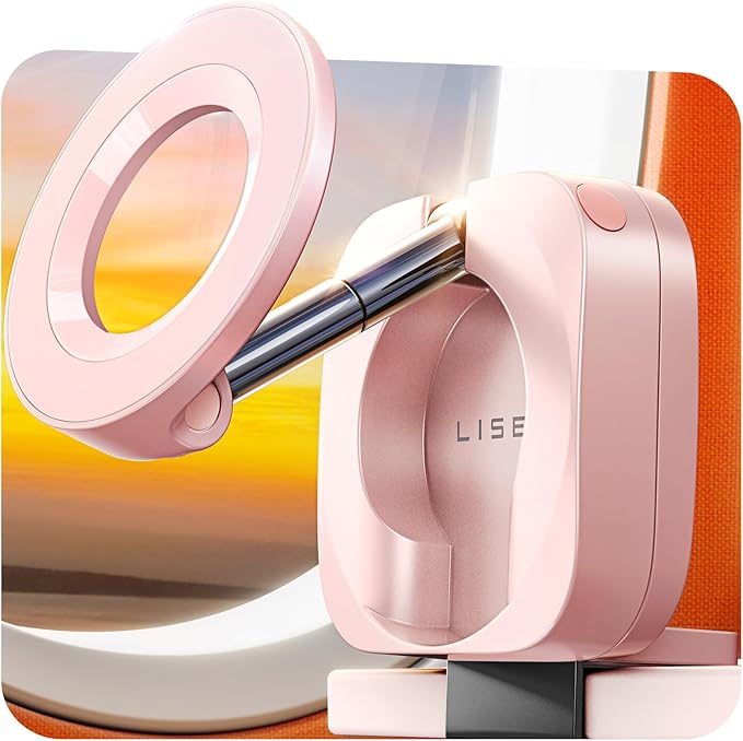 LISEN Airplane Travel Essentials for Women Men Phone Holder for Desk MagSafe Phone Travel Size Accessories Airplane Gadgets Office Desk Decor Accessories for Women Pink Room Decor,Pink