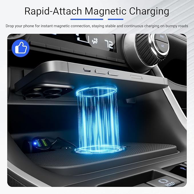 Xipoo Car Wireless Charger Compatible with 2019-2025 Toyota RAV4 Charging Tray Magnetic Wireless Phone Charging Pad Replacement for 2019-2025 Toyota RAV4 Accessories