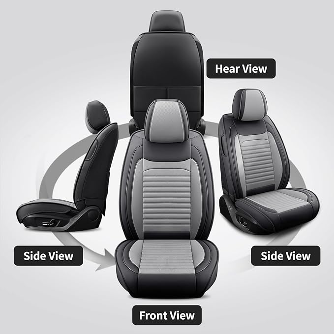 Front Seat Covers Fit for Toyota Venza 2009-2026, Car Seat Covers Front Seats, Breathable Faux Leather Automotive Seat Covers Front Pair Anti-Slip Seat Cover(Black&Gray, Front)