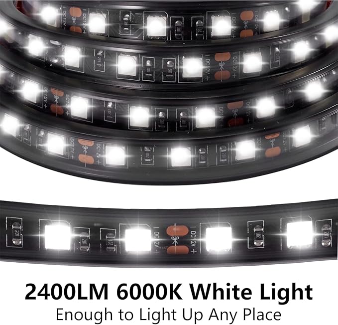 2Pcs 60-Inch Led Truck Bed Lights - Super Bright 2600LM 6000K White,IP67 Waterproof,with On/Off Switch & Fuse,Universal for Pickup/SUV/Van Bed Lighting