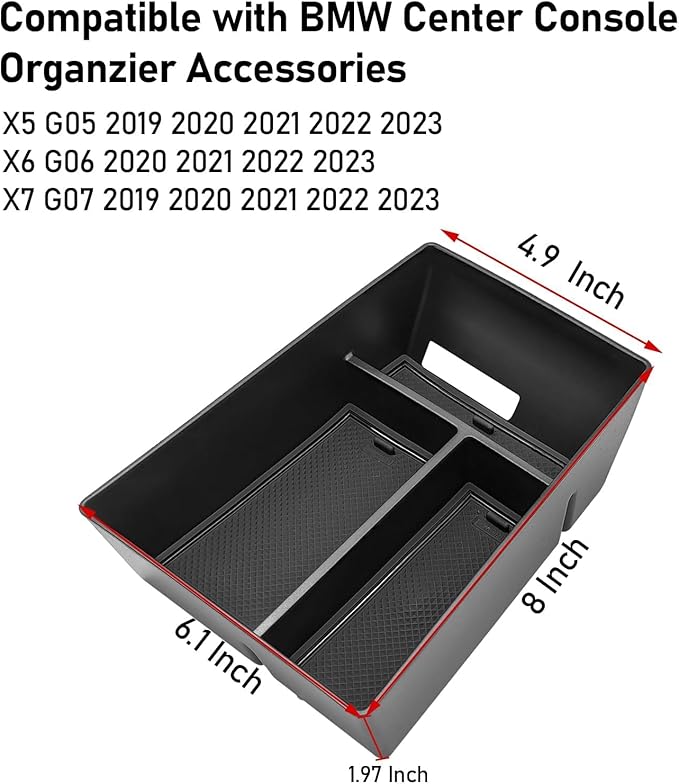 Jaronx Compatible with BMW X5 G05/ X6 G06/ X7 G07 Center Console Organizer, Console Organizer Tray Storage Compatible with BMW X5 G05/ X7 G07 2019-2026, X6 G06 2020-2026