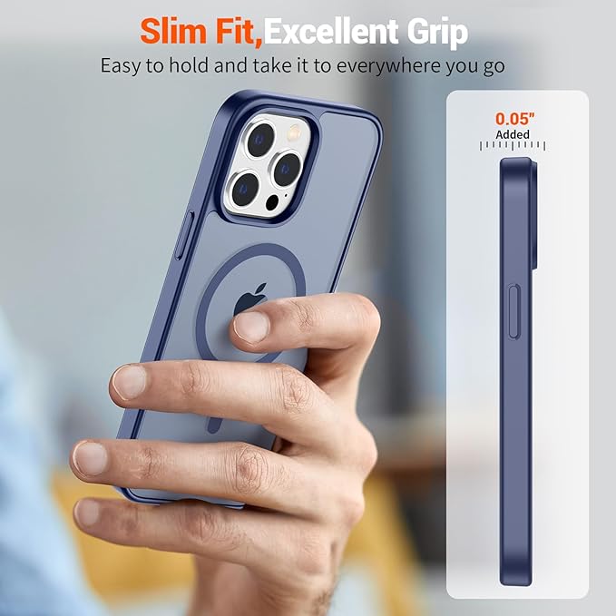 SUPFINE Magnetic for iPhone 13 Pro Max Case (Compatible with MagSafe) (Military Grade Drop Protection) Slim Translucent Matte Shockproof Phone Cover,Lavender Gray