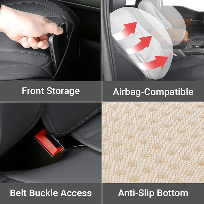 Coverland Custom Fit Car Seat Covers for SUV Compatible with [Jeep Grand Cherokee, Grand Cherokee 4xe] Premium Water Resistant Leather Non-Slip Interior Protector [Full set Dark Gray - Size Chart X74]