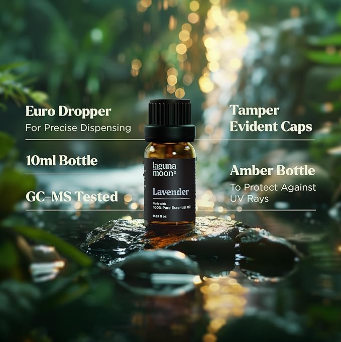 Lagunamoon Essential Oils Set, Top 20 Gift Set Oils for Diffusers, Humidifiers, Aromatherapy, Candle Making Scents, Cars & Home Products, Peppermint, Tea Tree, Lavender, Eucalyptus, Lemongrass (10mL)