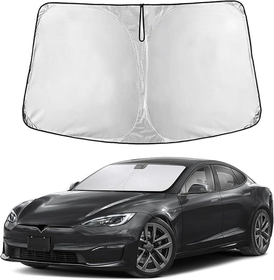 EcoNour Windshield Sunshade Compatible for Tesla Model S 2012-2024 2025 2026, Sun Visor for Front Windshield & Window Sun Shade Cover, UV Heat Blocker & Protector, Car Accessories