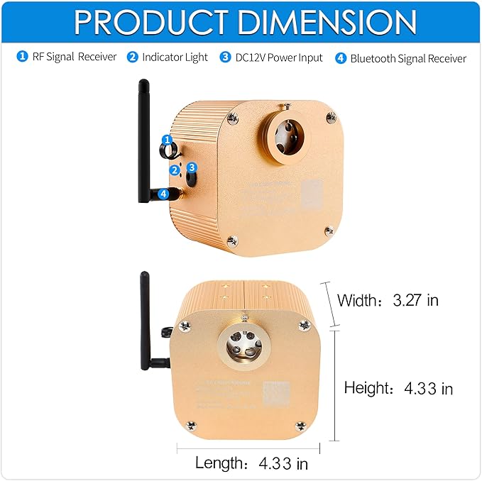 ATOKEE 16W Twinkle Fiber Optic Light Box, Bluetooth App/RF Remote Control for Starlight Headliner, Car Plug & Power Adapter, PG Connector & 3 Drill Bits