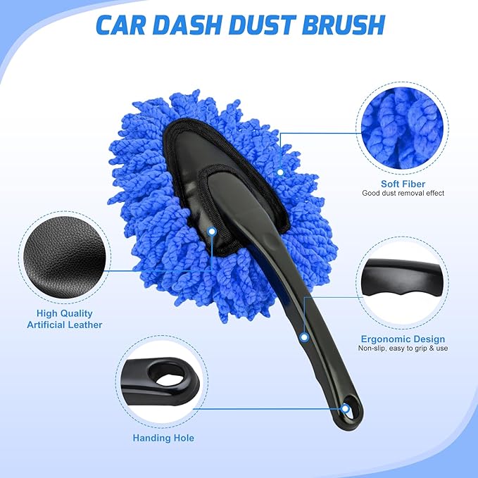 Nilight 15PCS Car Detailing Kit Auto Cleaning Tools Wash Set with Storage Carry Bag Beginners Easy to Use for Interior Exterior Car Care Clean Windshield Dashboard Seat Air Vents Wheels Tires, Blue