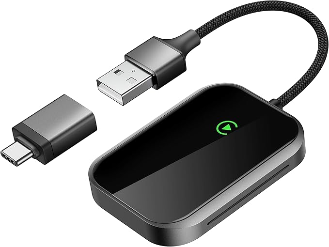 Wireless CarPlay Adapter for iPhone, Apple CarPlay Wireless Adapter USB-C, Bluetooth Connection, Auto-Switch for Multiple iPhones, Fast & Stable, iOS 10+ (Stealth Black)