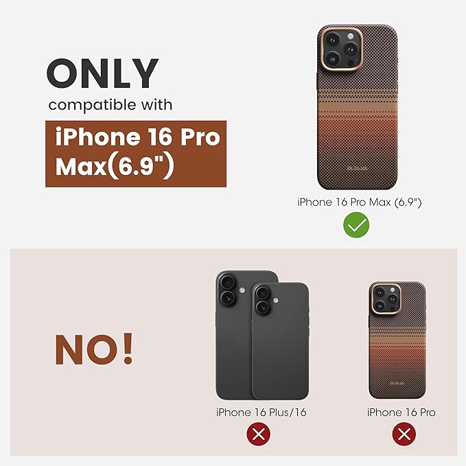 pitaka for iPhone 16 Pro Max Case Compatible with MagSafe, Shockproof Case iPhone 16 Pro Max, 1500D Aramid Fiber and TPU Combined [Military Grade Protective Case-Sunset] | Shockproof Case, 1500D Aramid Fiber, TPU Combined