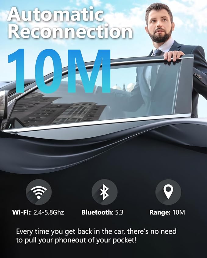 2026 Wireless Carplay Adapter-Android Auto Wireless Adapter 2 in 1, 5.4/6GHz Carplay Bluetooth Adapter Plug and Play Auto Reconnect, Mini Size with USB&Type-C Extension Cable,for iPhone & Android