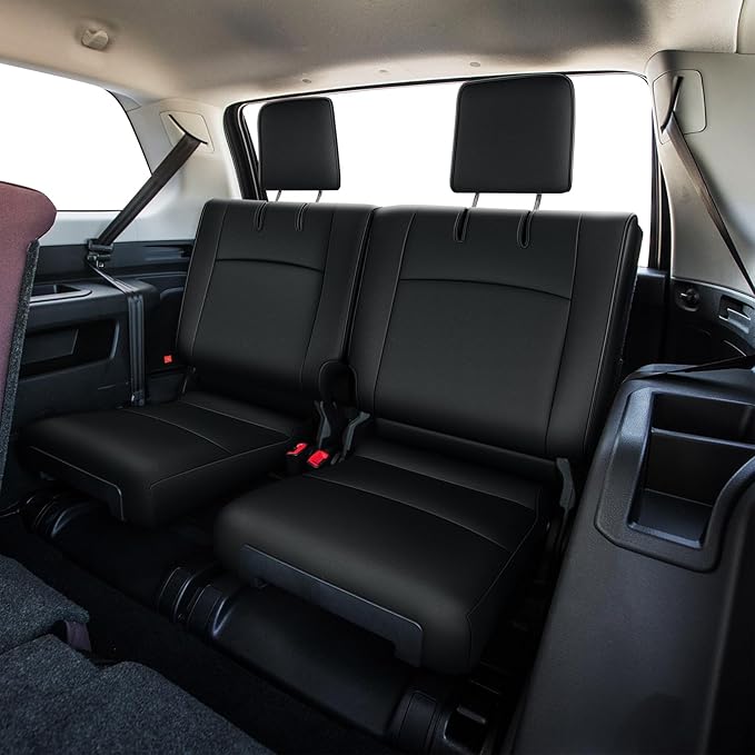 AOMSAZTO Custom Seat Covers for Toyota 4runner: 7 Seats 2011 2012 2013 2014 2015 2016 2017 2018 2019 2020 2021 2022 2023 2024 Leather Car Seats Cover Full Set Black for 4 Runner 7 Seaters