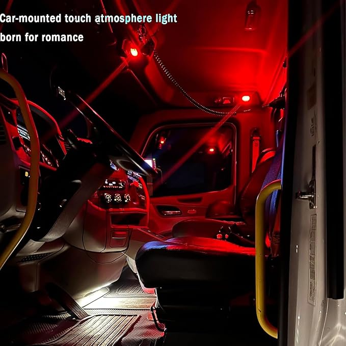 LumosAuto 4PCS Car Interior LED Lights, USB Powered Ambient Lighting Kit with Music Sync & Touch Control for Footwell, Dash Decoration, Safe Driving