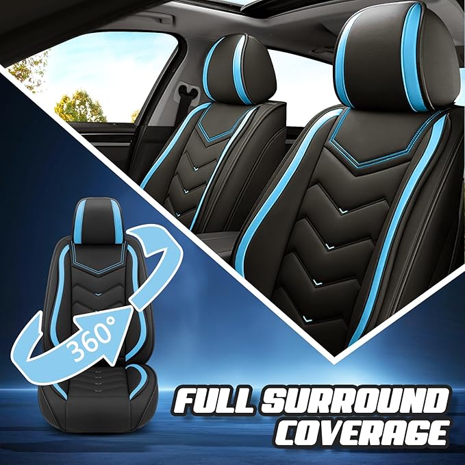 Car Seat Covers for Lexus ES 350 2007-2026, Premium Nappa Leather Car Seat Cover, Stylish Sport Seat Covers， Automobile Seat Cover Sets.(Standard 5 Seats/Black Blue)