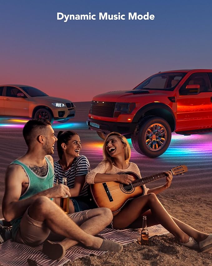Govee Car Underglow Lights, 8 pcs RGBIC Under Car Lights with 16 Million Colors and 45 Scene Modes, Exterior Car Lights with App Control, 3 Music Modes LED Lights for Cars, SUVs, Trucks, DC 12-24V