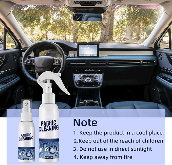 5 Seconds Car Stain Remover, Car Stain Remover, Interior Fabric Leather Cleaning, Car Seat Upholstery Strong Stain Remover, Foam Cleaner Spray for Car (100ml)