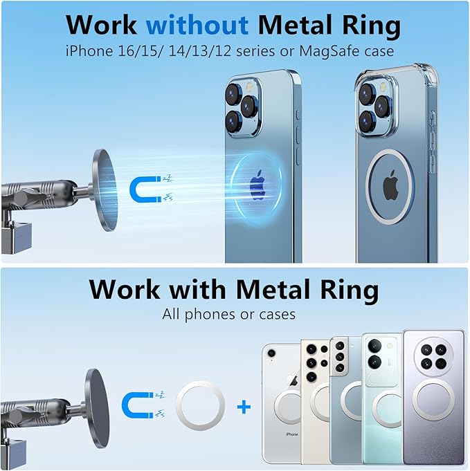 DIAMOOKY Metal Ultra Magnetic Phone Mount for Toyota 4Runner 2024 2023 2022 2021 2020-2010 5th Gen 4runner Accessories Dash Cell Phone Holder Adjustable Phone Stand Fit for All Smartphone for MagSafe