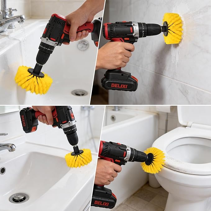 Drill Brush, Carpet Cleaning Brushes, for Floor, Grout, Car Mats, Tile, Bathroom, Carpet