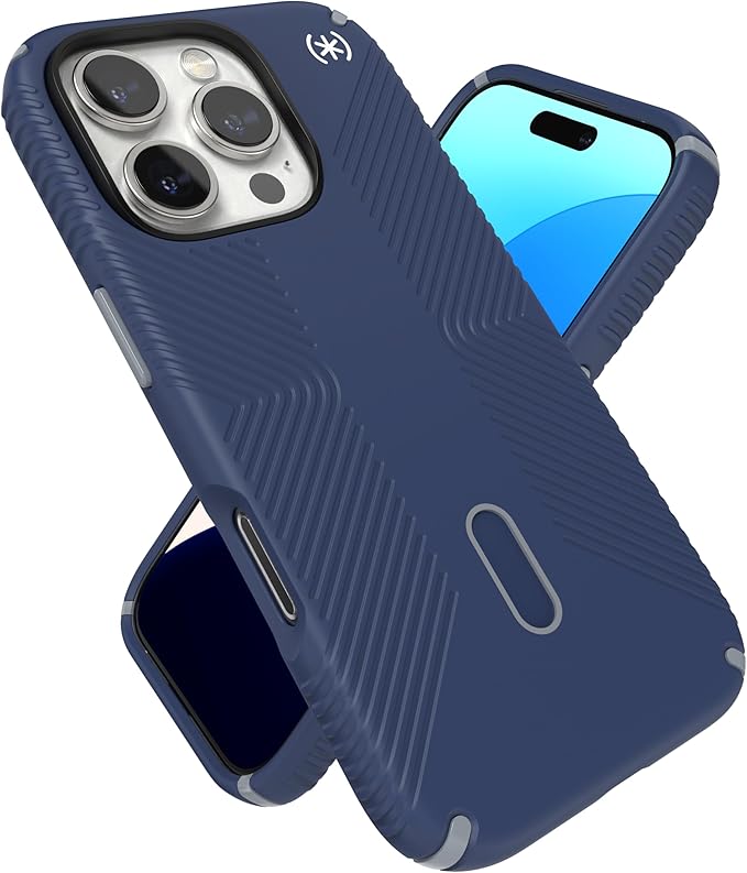 Speck Blue iPhone 16 Pro Case MagSafe and ClickLock - Slim Phone Case iPhone 16 Pro - iPhone 16 Pro Phone Case - Presidio 2 Grip - Coastal Blue/Dust Grey