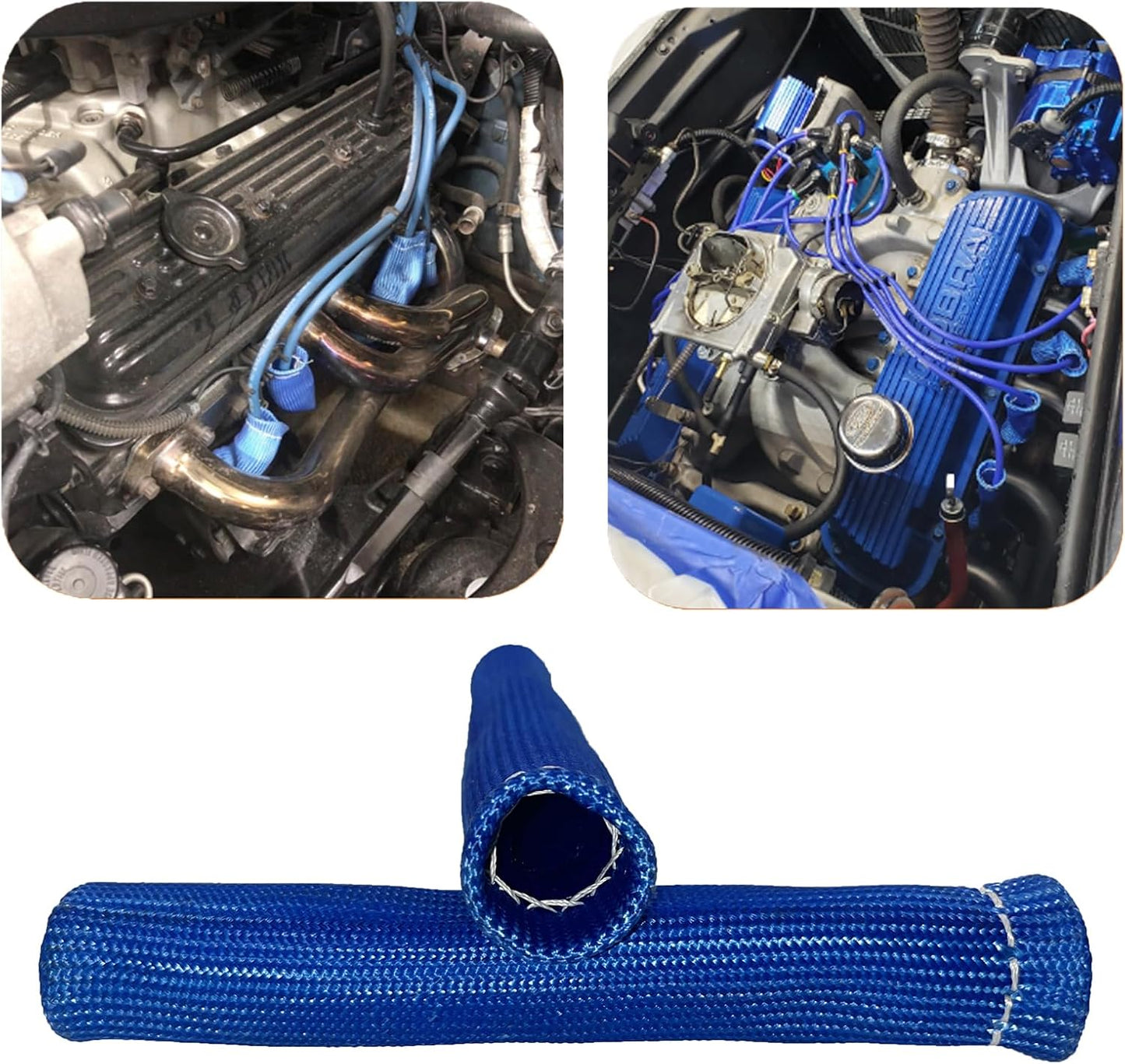 Spark Plug Wire Heat Shield 8PCS Spark Plug Boots Thermal Protection Sleeve 1200 Degree 6 inch Spark Plug Heat Cover Wrap for Car Truck (Blue)