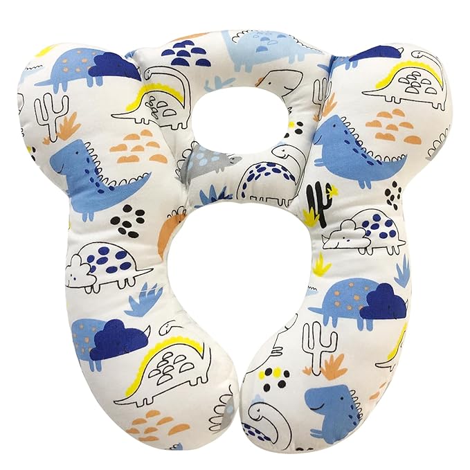 Baby Travel Pillow, Infant Kid's Cushion Soft and Skin Friendly for Car Seat, Pushchair and Stroller (Blue Dinosaur)