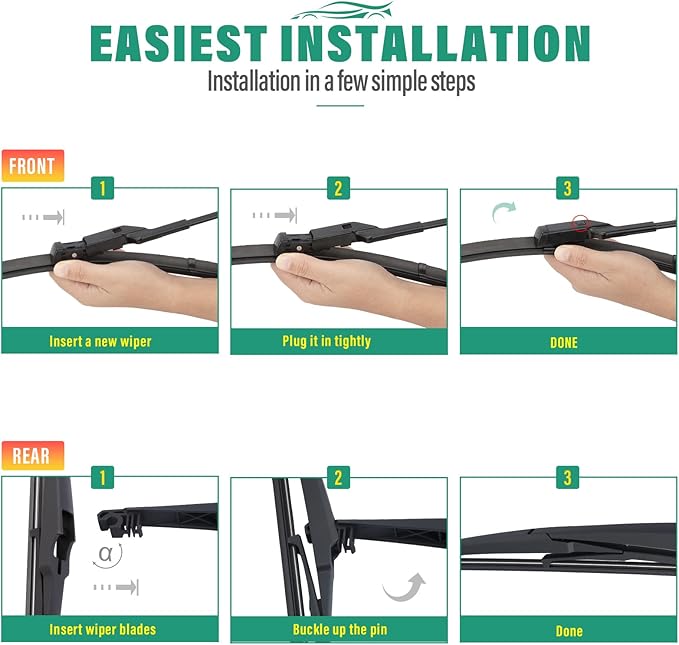 24" 18" 11" Windshield Wiper Blades Replacement for Chevy Chevrolet Trailblazer 2022 2023 2024 2025 Trail Blazer Premium All Weather Front Rear Wipers Set - OEM Quality (Pack of 3)