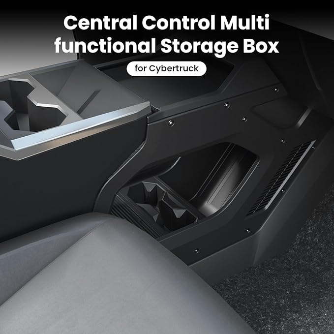 Cyber Truck Center Console Organizer 2023–2026, Double-Layer Lower Tray Storage Box System, Custom Fit Interior Cyber Truck Accessories