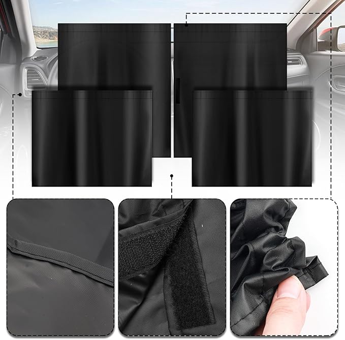 3PCS Extra Large Car Window Shades Kit,Thickened Vinyl Coated Car Window Covers for Privacy and Maintaining Cool Auto Interior Temperature,Universal Cars Curtains for Windows (Extra Large)