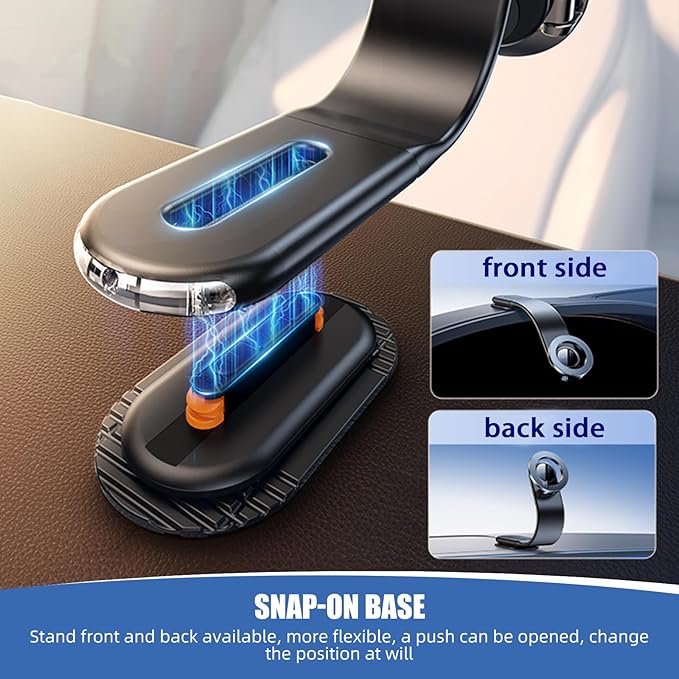 Flexible Bendable Aluminum Alloy Magnetic Phone Holder for Car - Phone Mount for Car with 2 Bases, 2 Metal Rings - Car Mount for iPhone 16 15 14 13 12 Pro Max - Car Phone Holder for Dashboard