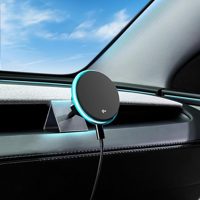 Wireless Car Mount Charger Fast Charging for Tesla Model 3/Y/3 Highland/Y Juniper (Model Y Juniper 2025+, Without OBD Charger)