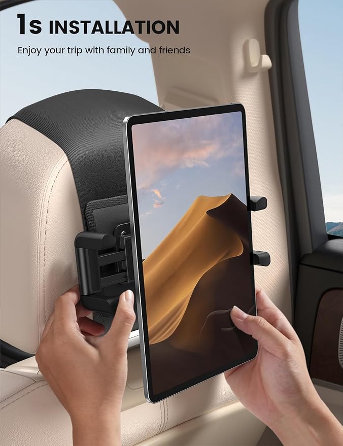 Lamicall 2 Pack Tablet Holder for Car Headrest - [Thick Case Friendly] Car Tablet Mount for Backseat, Road Trip Essentials for Kids, for iPad Pro, Air, Mini, Galaxy, Fire HD, 6.1-13" Tablets