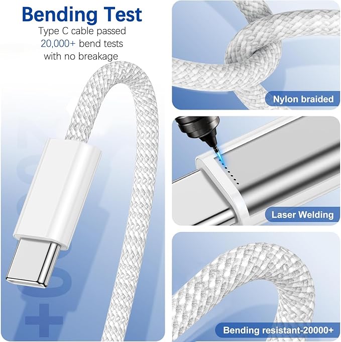10FT Fast iPad Charger,iPad Charger Fast Charging 2Pack Wall Chargers Plug Adapter Woven Type C USB C to C Cable Cord for iPad Pro 13/12.9/11/,iPad Air 6/5th,i-Pad mini 6/A17 Pro,i-Pad 10/11th(A16)