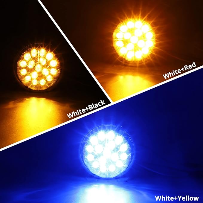 Partsam 1Pc Dual Revolution Watermelon Light, Amber 17LED Turn Signal/Marker Lights to Blue Auxiliary Light, Underglow Lights Compatible with Freightliner Kenworth Peterbilt Trucks