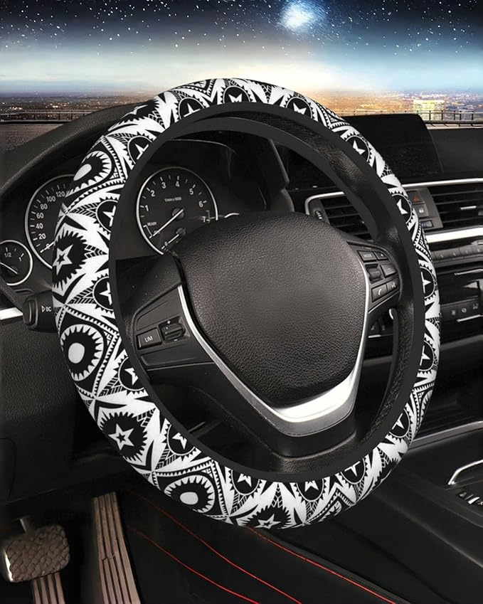 Steering Wheel Cover Accessories Neoprene Cover, Breathable Non-Slip Easy to Install Suitable for Women Men, 14.5-15.5 Inch for Car SUV Van Truck Universal - Boho Art