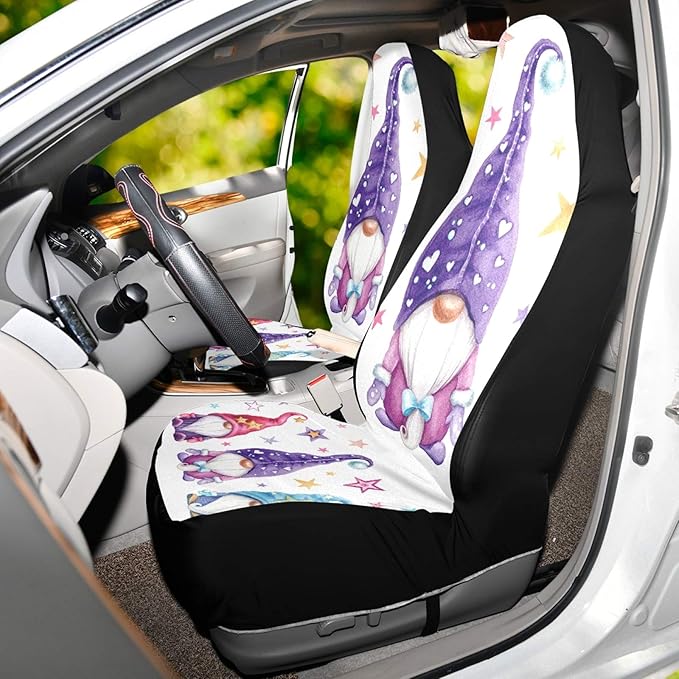 xigua Cute Gnomes Front Car Seat Cover Breathable Waterproof Non-Slip Wearable Car Seat Accessories Easy to Install Automotive Front Protectors for Most Cars Trucks SUV, 2PCS