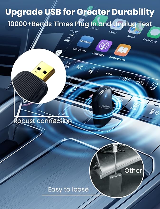 Mini Wireless Carplay and Android auto Adapter with Fastest Connection Car, No Latency Wireless Carplay Adapter, for Cars from 2016 & Phone with iPhone 6 or Above/Android 10+, USB-A/Type-C Black