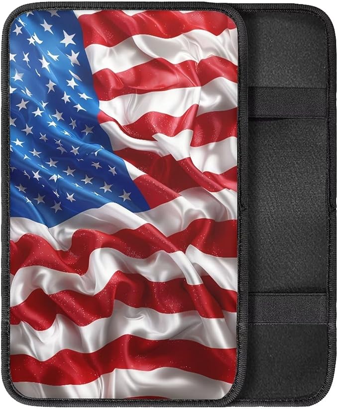 American Pattern Universal Center Console Armrest Soft Pad Protector Cover Non Slip Fits for Most Vehicle,SUV,Truck Car Christmas Decoration