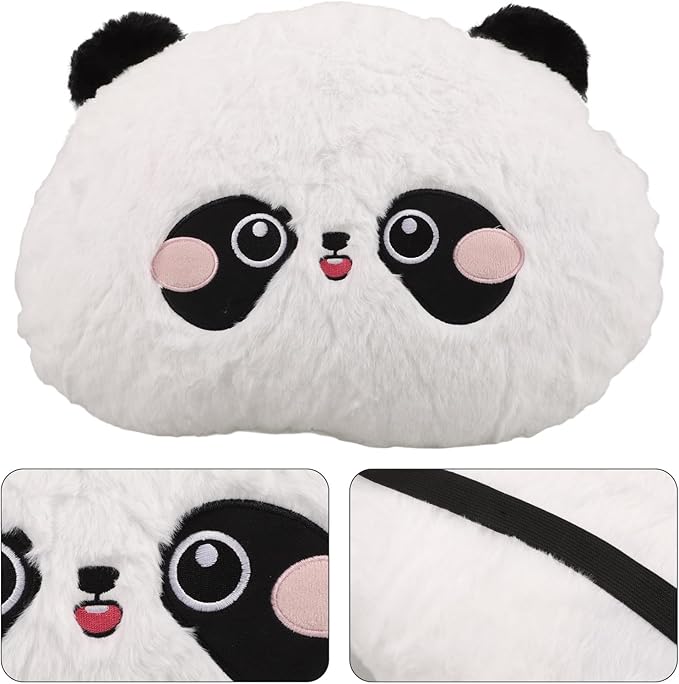balacoo Cartoon Panda Lumbar Support Pillow Plush Seat Cushion for Car and Office Chair Lower Back Comfort Travel Neck Pillow