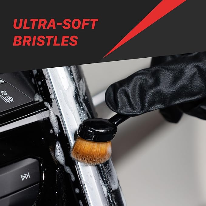 Maxshine 3-Piece Detailing Brush Set | Large, Medium, Small Sizes, Ultra-Soft Bristles, Ergonomic Handles | Multi-Purpose Car Cleaning, Chemical Resistant, Easy to Clean