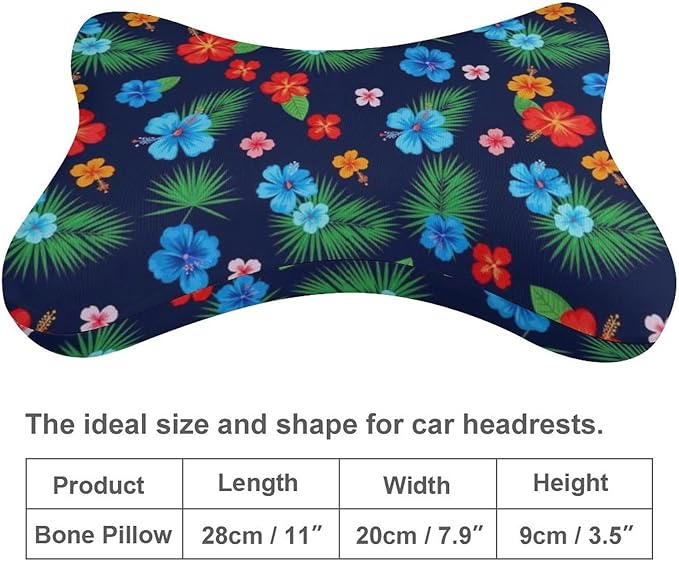 Office Neck Pillow, Compatible with Hawaiian Colorful Hibiscus Flowers Tropical Palm Tree Leaves Head Chin Supporting Cushion for Sleeping, Nap, Rest, Memory Foam Airplane Pillow Car Pillow