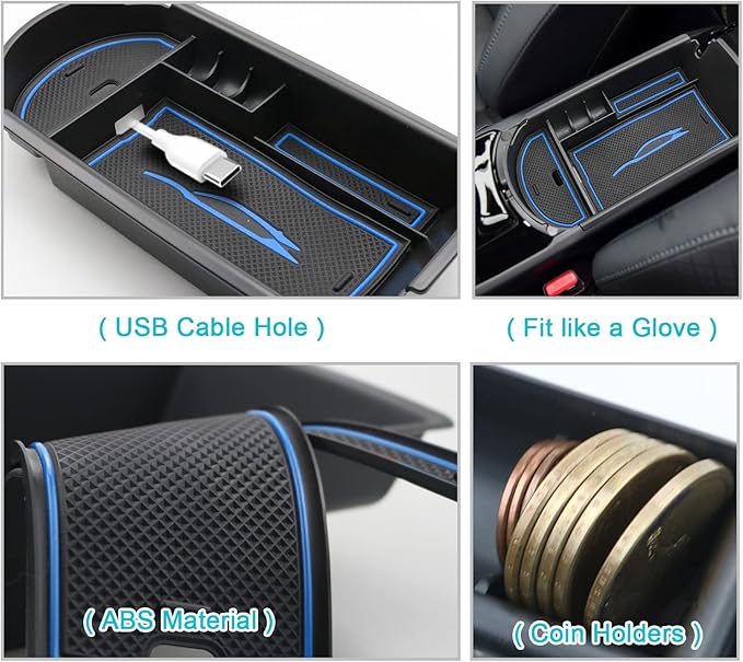 CDEFG Center Console Accessory Organizer Compatible with 2018 2019 2020 2021 2022 CHR C-HR, ABS Material Armrest Box Insert Tray (Blue)