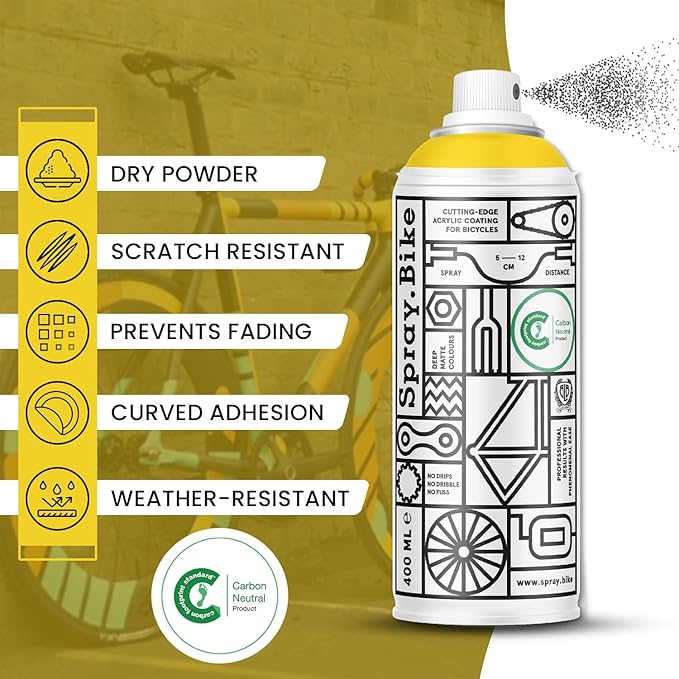 Spray.Bike Spray Paint | Designed Mainly for Bicycles | Multi-Use Acrylic Spray Paint for Metal, Plastic | High Coverage Bike Paint, 400ml, Chicago Yellow