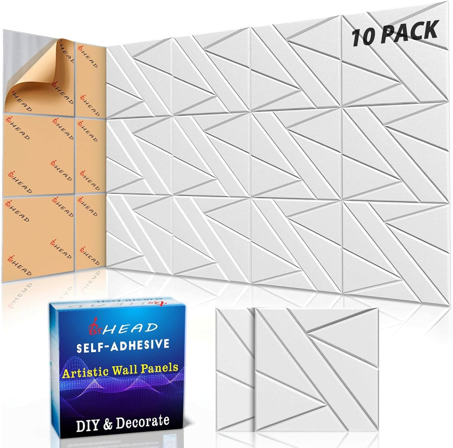 【10 Pack】Acoustic Panels Self-Adhesive (0.4" Thick | 0.8lb/ft³ Medium Density) - 12x12 Soundproof Foam Tiles for Home Office/Wall Sound Absorption, Noise Reduction Panels Studio Use - White