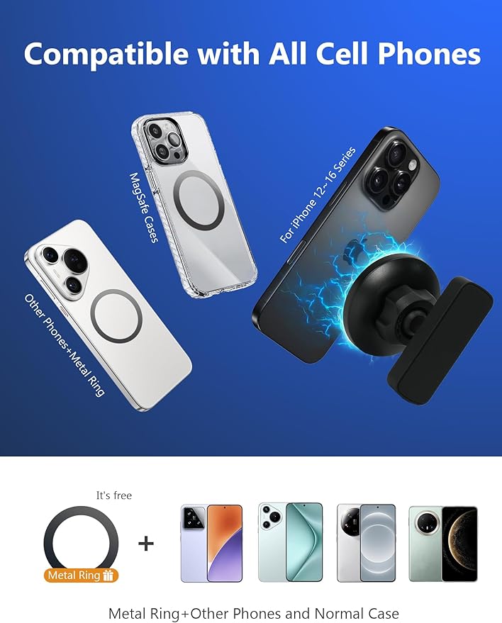 2-Pack Magnetic Golf Cart Phone Holder, Golf Cart Phone Mount with N52 Magnets Compatible with EZGO, Club Car, Yamaha, Golf Cart Accessories